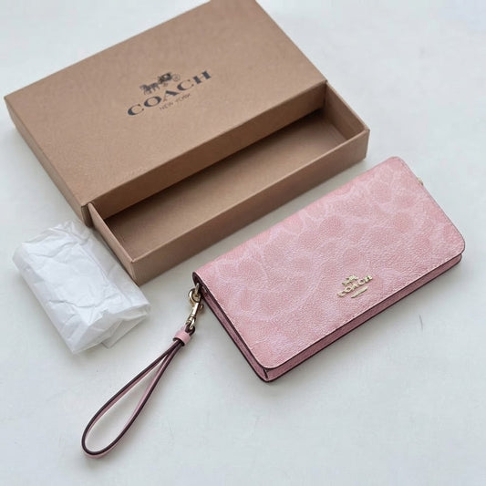 Coach Signature Canvas Wristlet Wallet for Women – Pink