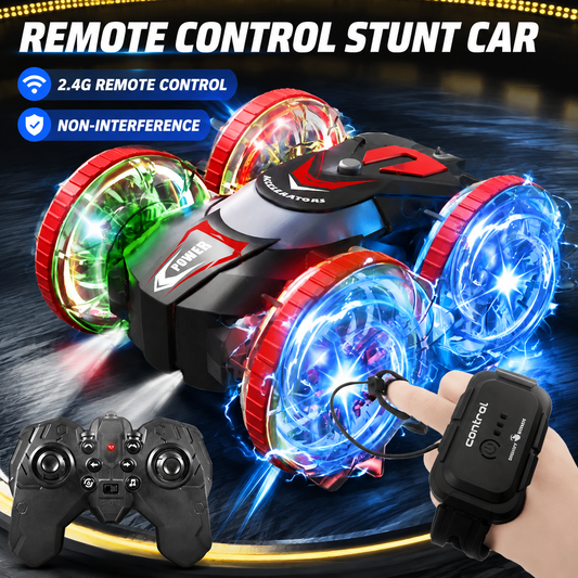 360° Dual-Sided Stunt RC Car for Kids – Mini Amphibious Drifting Vehicle with Watch-Style Dual Control, 360° Flips and Outdoor Racing Toy