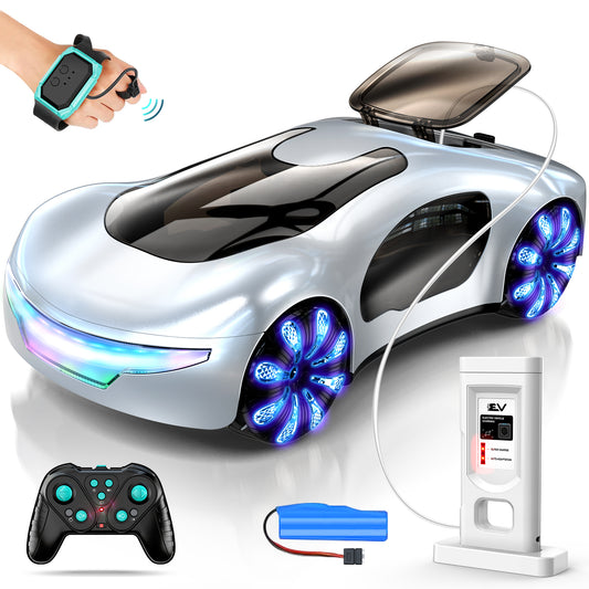 2.4GHz Gesture-Controlled RC Concept Car for Kids – Watch-Style Remote Control Stunt Vehicle with Dual Spray Effects, Music and Sci-Fi Design