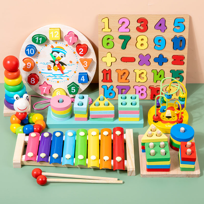 Montessori Wooden Musical Toy Set for Kids – Xylophone Piano, Bead Maze & Early Learning Activities