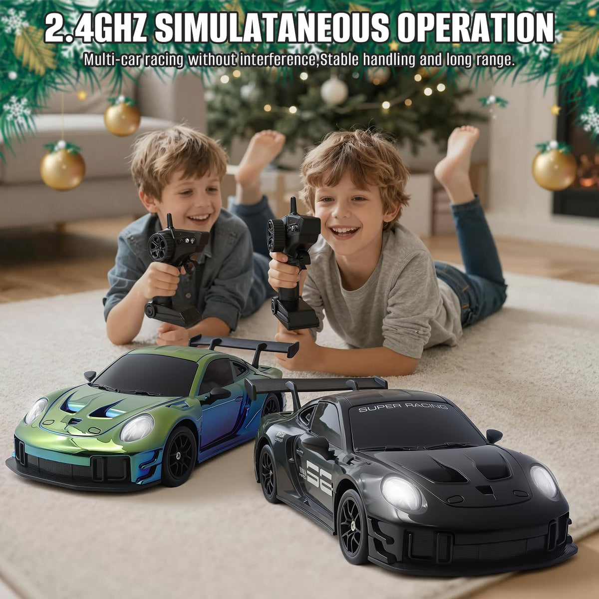 DWI DOWELLIN 1:24 Scale RC Drift Car – 2.4GHz 4WD Remote Control Racing Car, 15km/h Speed, Racing Tires, Drift Tires and LED Lights for Kids