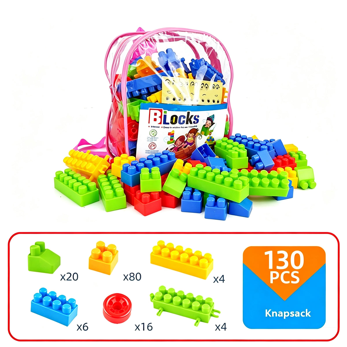 Large Plastic Building Blocks for Kids – Montessori DIY Construction Toy Set for Boys & Girls