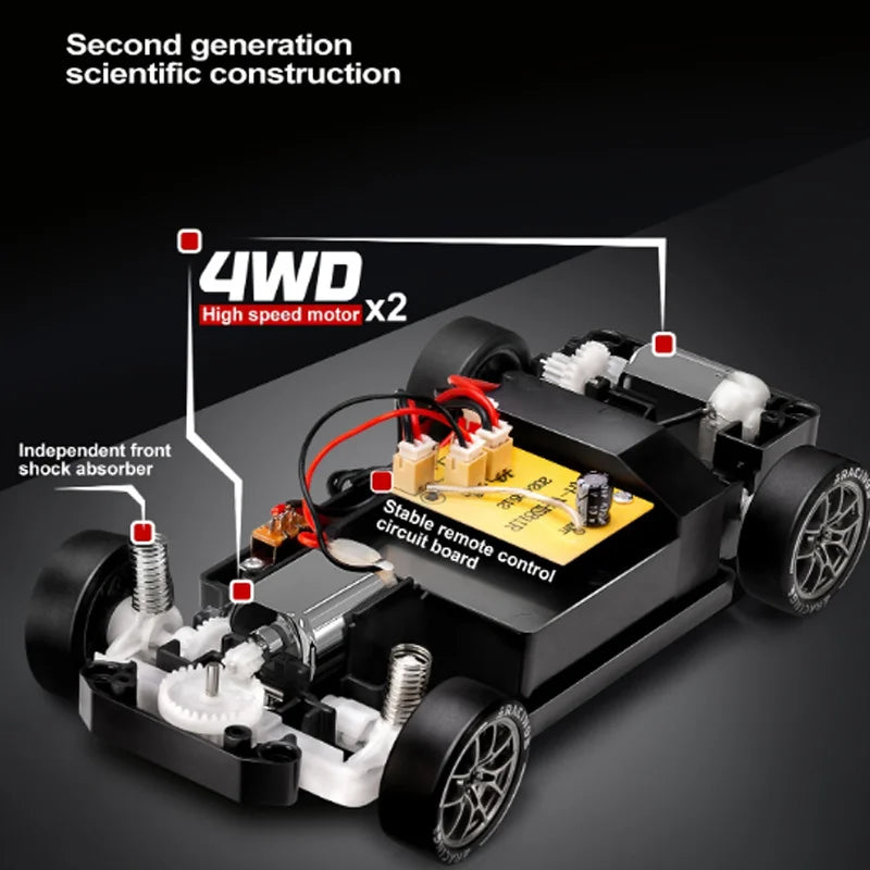 4WD RC Drift Car 1:24 Scale 2.4GHz Remote Control High Speed Stunt Racing Car with LED Lights, Boys Toy Gift Wholesale