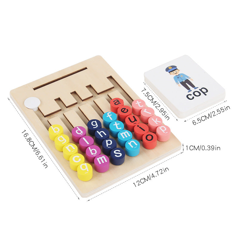 Montessori Wooden STEM Learning Toy Set for Kids – Letter Matching, Spelling & Slide Puzzle Educational Game