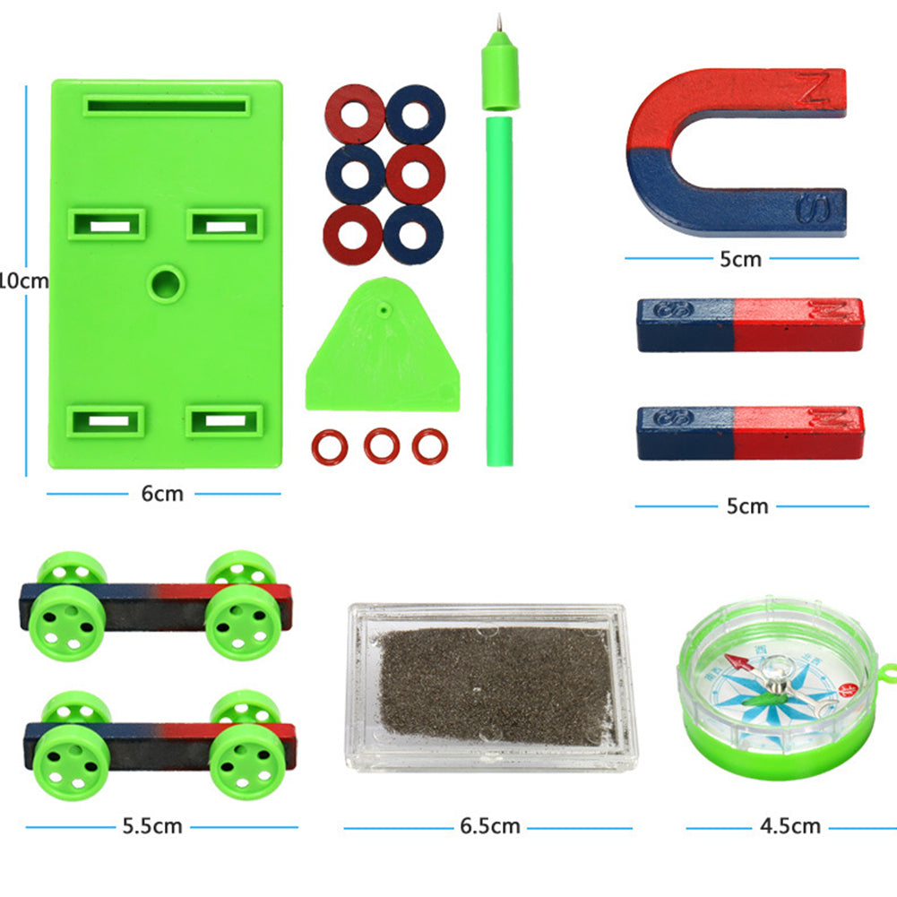 DIY Physics Magnet Set for Kids – Bar, Ring & Horseshoe Magnets with Compass for Science Experiments