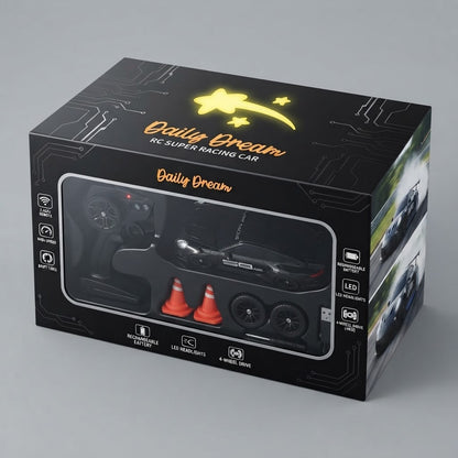 DWI DOWELLIN 1:24 Scale RC Drift Car – 2.4GHz 4WD Remote Control Racing Car, 15km/h Speed, Racing Tires, Drift Tires and LED Lights for Kids