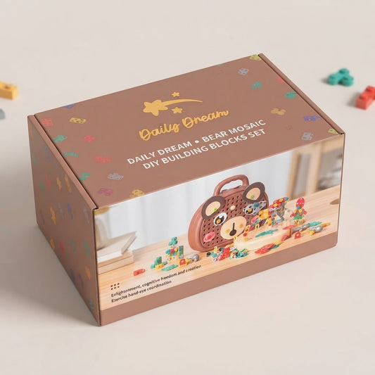 Bear-Themed DIY Tool Set for Kids – Screw Assembly Puzzle Toy with Toolbox Suitcase, STEM Building Kit