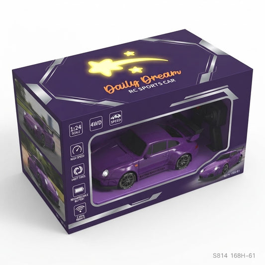 4WD RC Drift Racing Car for Kids – 2.4GHz Remote Control Sports Car with Controllable Front and Rear LED Lights, Rechargeable Electric Toy Vehicle
