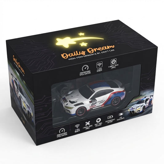 1:24 Scale RC Drift Car – 2.4GHz 4WD Remote Control Racing Car with Full Proportional Control, LED Lights and High-Speed Performance for Kids and Adults