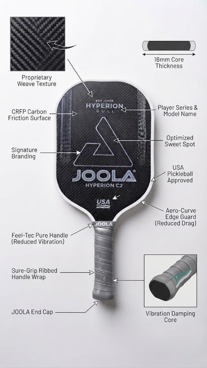 JOOLA Hyperion C2 Professional Pickleball Paddle – Premium Performance, Spin & Control
