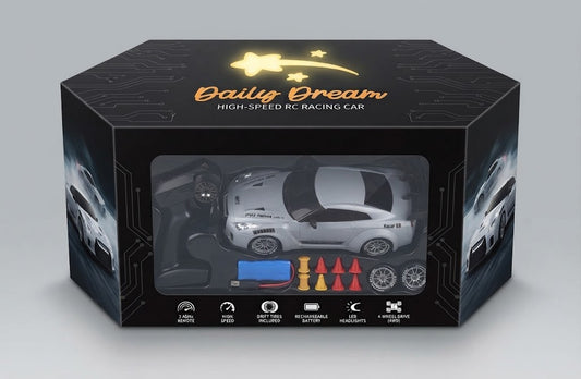 RC Drift Racing Car for Kids – Remote Control Sports Car with Stepless Speed Control, Proportional Throttle and Drifting Action, Birthday Gift for Boys and Girls
