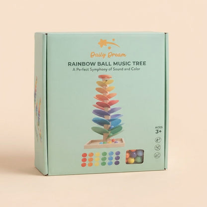 Montessori Wooden Music Tree Toy – Rainbow Ball Run Track & Musical Early Learning Toy for Kids