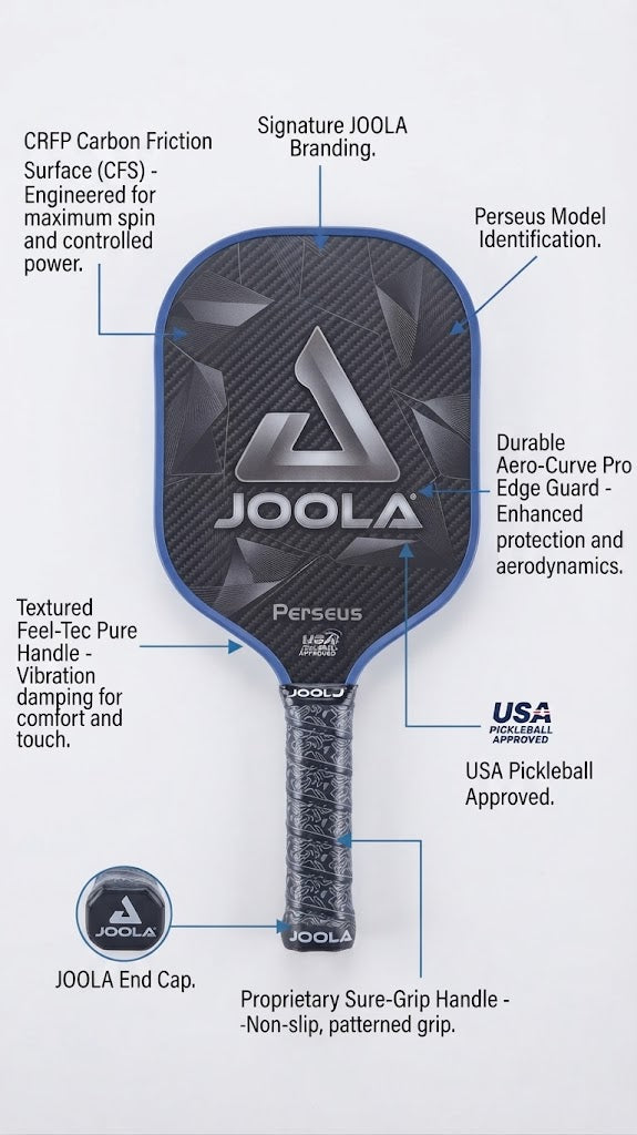 JOOLA Perseus Blue Professional Pickleball Paddle – Premium Spin, Power & Control