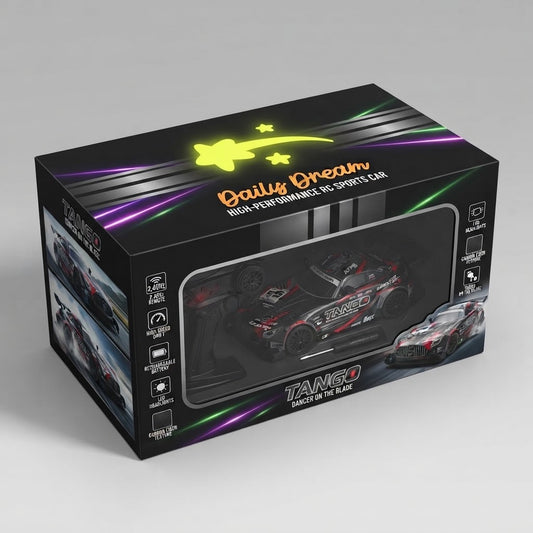 1:24 Scale RC Drift Car for Kids – 2.4GHz 4-Channel Remote Control Racing Car, High-Speed Electric Sports Vehicle with Metal Components and LED Lights