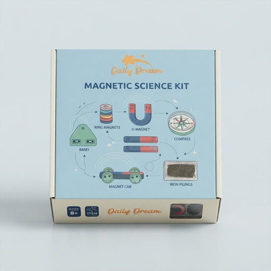 DIY Physics Magnet Set for Kids – Bar, Ring & Horseshoe Magnets with Compass for Science Experiments