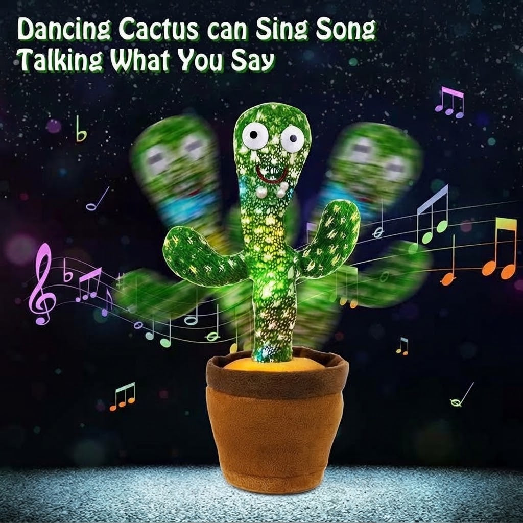 Daily dream dancing Talking Cactus Toy for Kids – Singing, Recording, Voice Repeating, Mimicking & Light-Up Plush Toy Gift