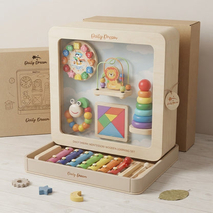 Montessori Wooden Musical Toy Set for Kids – Xylophone Piano, Bead Maze & Early Learning Activities
