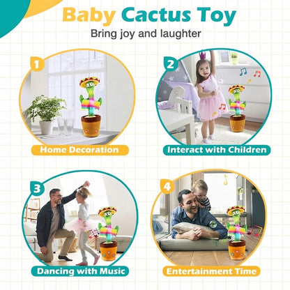Daily dream dancing Talking Cactus Toy for Kids – Singing, Recording, Voice Repeating, Mimicking & Light-Up Plush Toy Gift