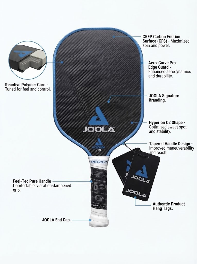 JOOLA Hyperion C2 Blue Professional Pickleball Paddle – Premium Spin, Power & Control