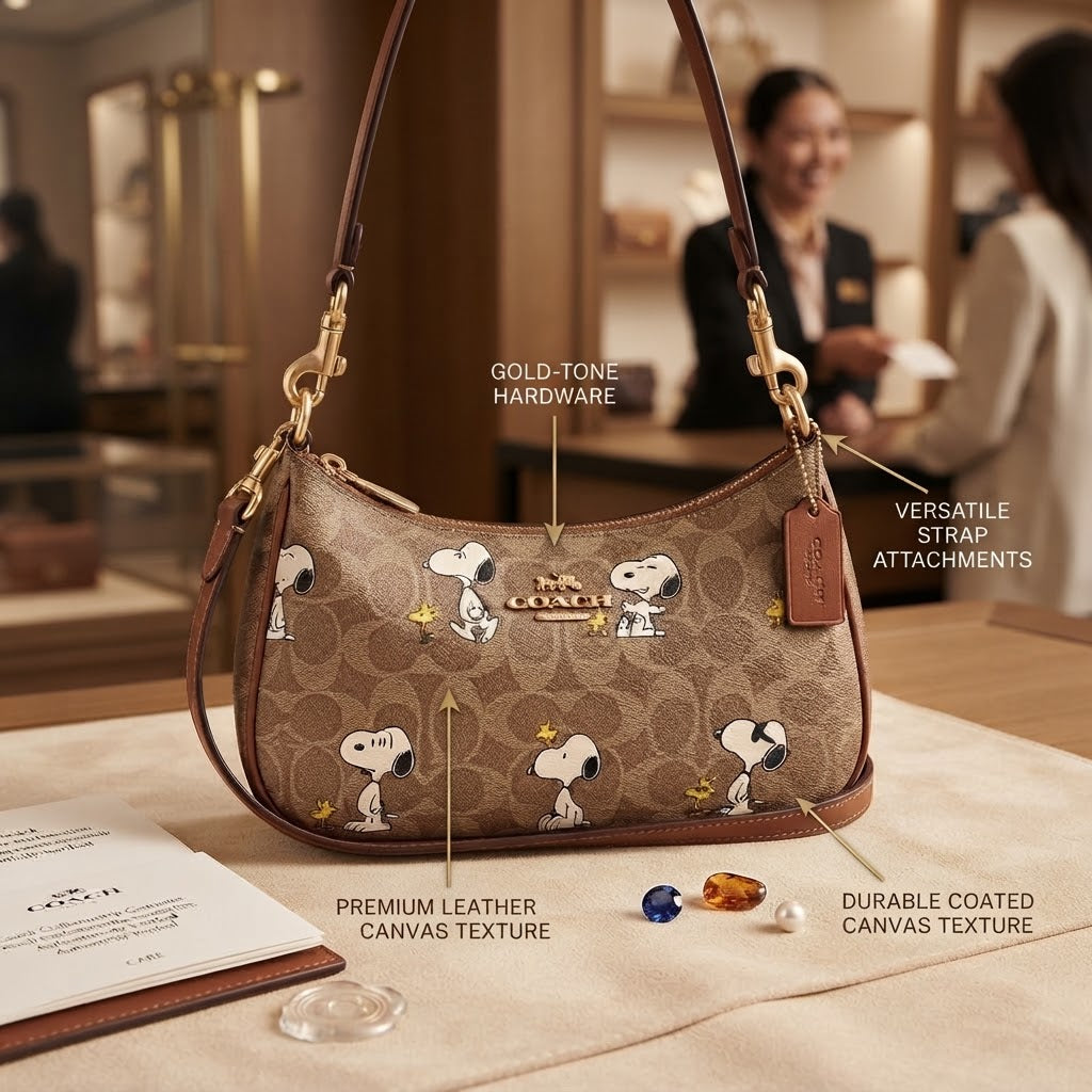 Coach x Peanuts Signature Canvas Snoopy Shoulder Bag for Women