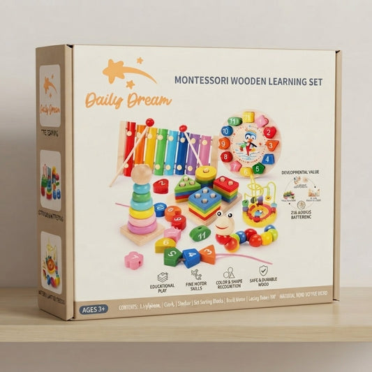 Daily dream montessori Wooden Educational Toys Set for Babies & Kids – Learning & Development Puzzle