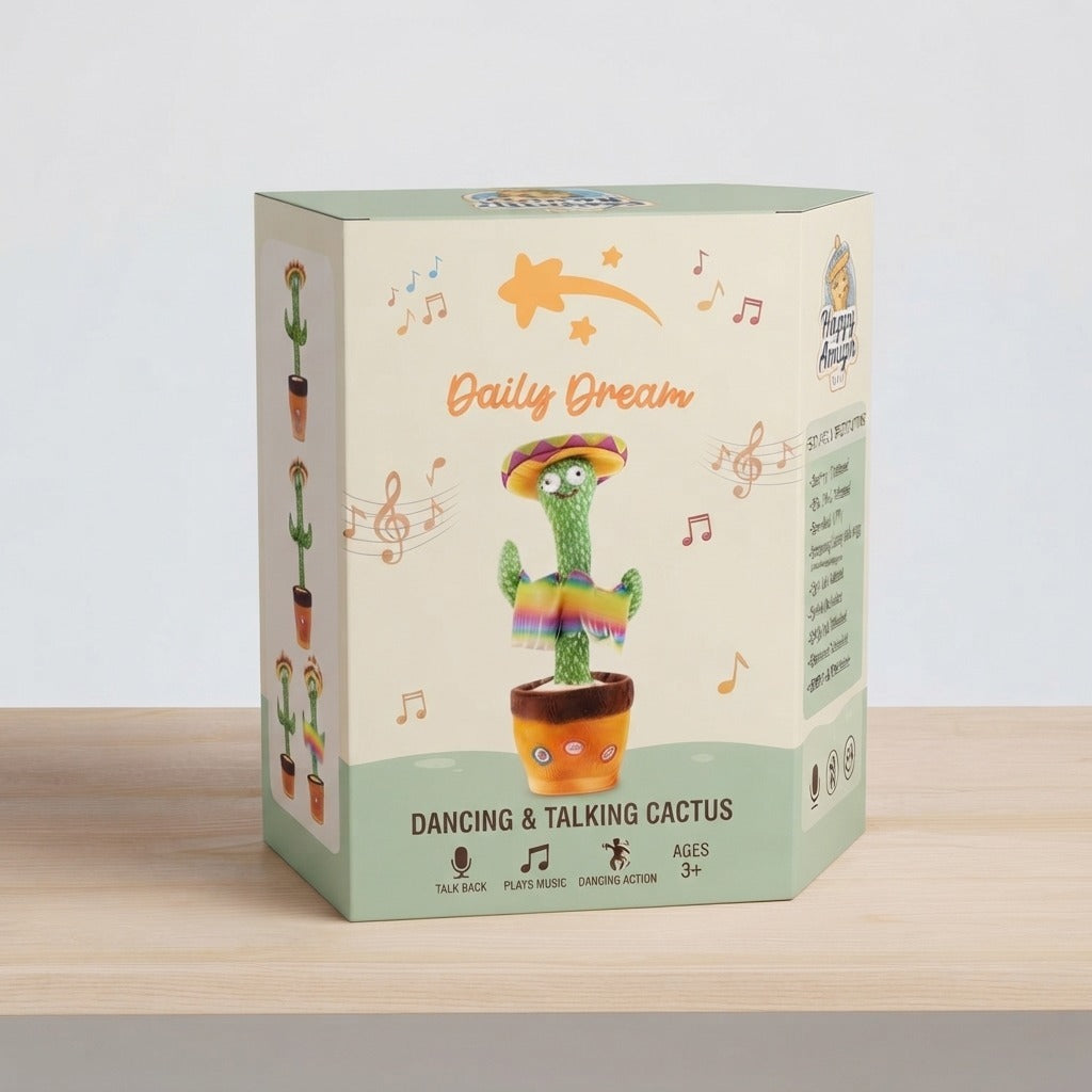 Daily dream dancing Talking Cactus Toy for Kids – Singing, Recording, Voice Repeating, Mimicking & Light-Up Plush Toy Gift