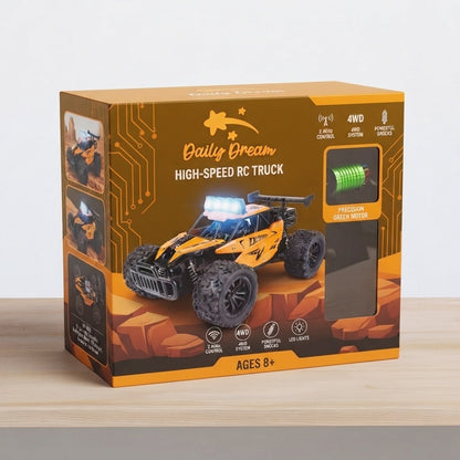 Daily dream Drift Racing Car, 2.4GHz Remote Control Off-Road Alloy Truck with LED Lights, High-Speed Climbing Vehicle Toy for Kids