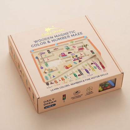 Wooden Montessori Magnetic Maze Puzzle for Kids – Colour Matching, Number Learning & STEM Educational Activity Board