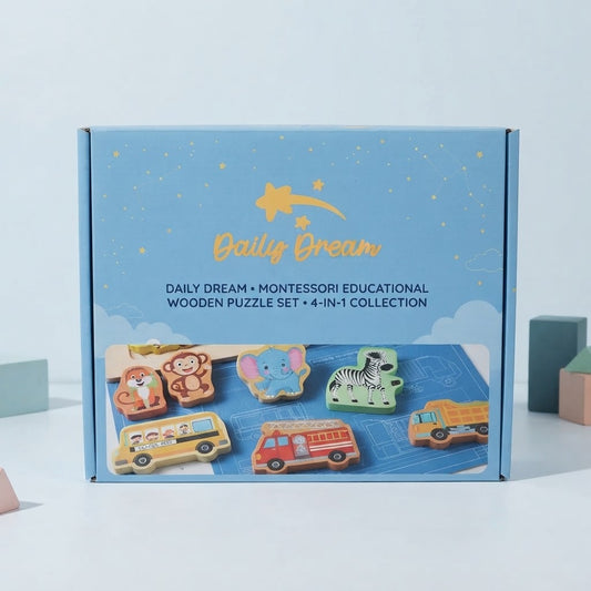 Wooden Montessori Shape Matching Puzzle Board for Kids – Animal, Alphabet & Cognitive Learning Toy