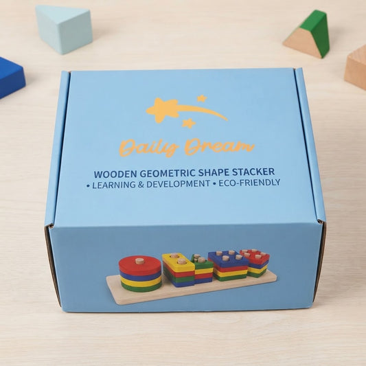 Wooden Montessori Geometric Stacking Cylinders Toy for Kids – Educational Shape Sorting & Learning Toy