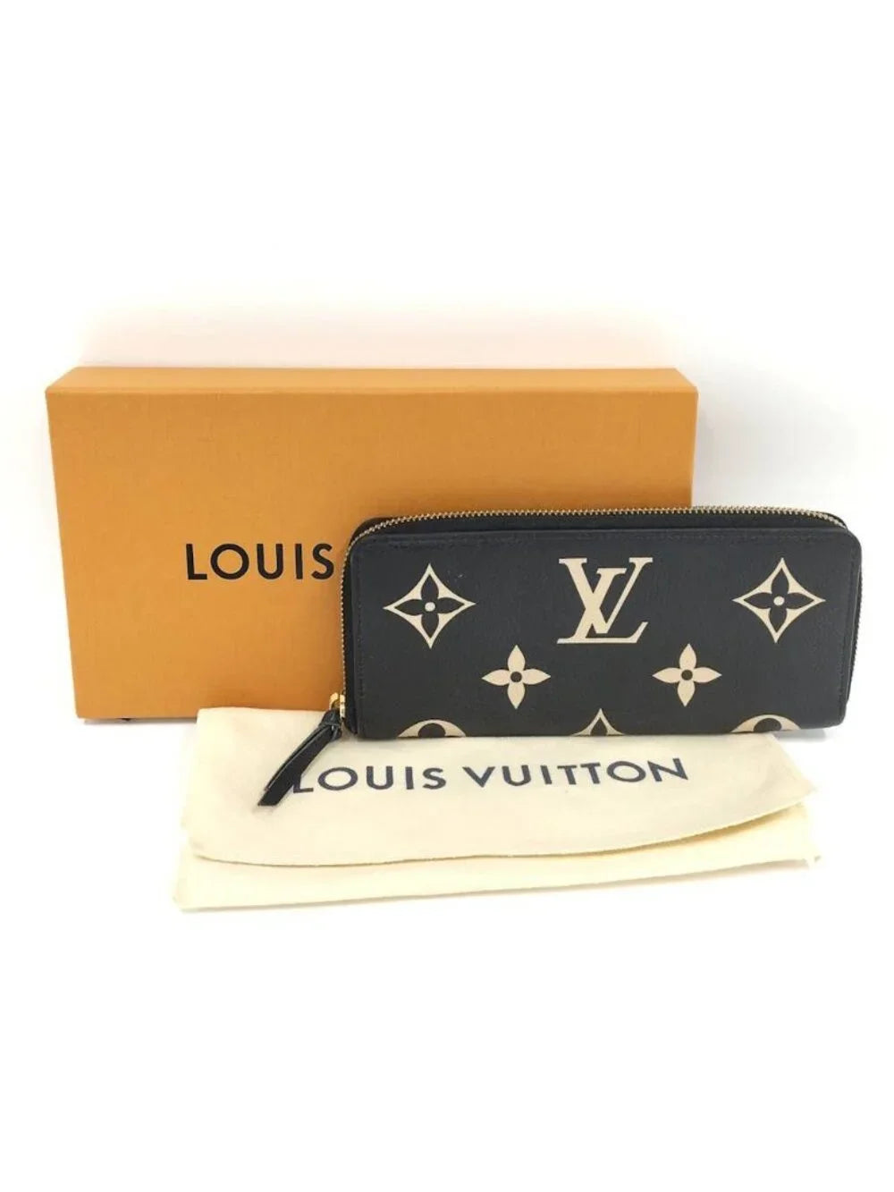 Louis Vuitton Portefeuille Clemence Zip Around Wallet Monogram Empreinte Bicolor