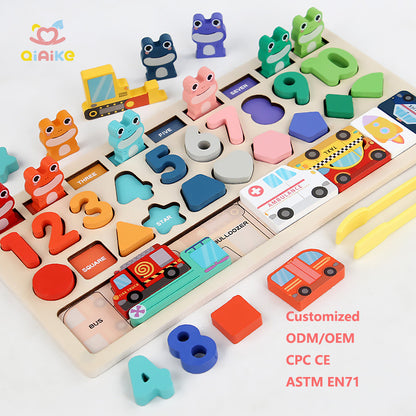 Wooden Montessori Matching Puzzle Board for Kids – Educational Shape Matching Toy for Fine Motor Skills