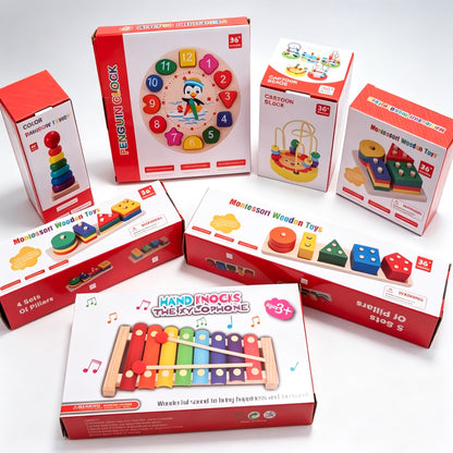 Wooden Montessori Educational Toy Set for Kids – Stacking Puzzles, Musical Instruments & Learning Games