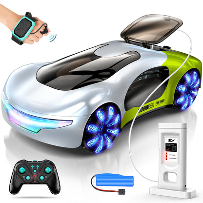 2.4GHz Gesture-Controlled RC Concept Car for Kids – Watch-Style Remote Control Stunt Vehicle with Dual Spray Effects, Music and Sci-Fi Design