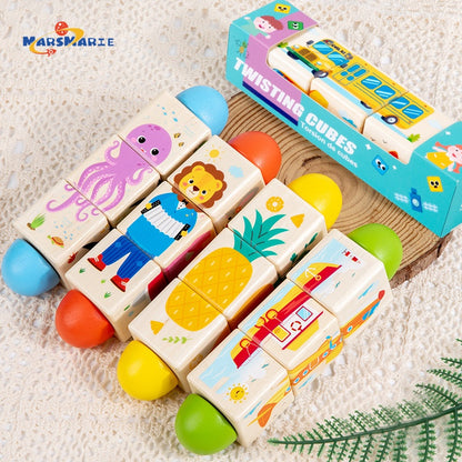 Infant & Toddler Educational Building Blocks – Rotating Puzzle Toy for Fine Motor Skills and Logical Thinking