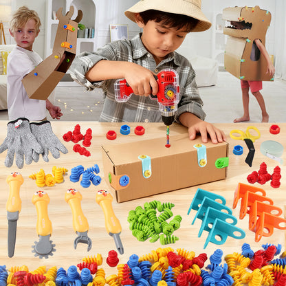 214-Piece Kids DIY Construction Toy Set – STEM Educational Nuts, Bolts & 3D Building Kit