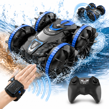 360° Dual-Sided Stunt RC Car for Kids – Mini Amphibious Drifting Vehicle with Watch-Style Dual Control, 360° Flips and Outdoor Racing Toy