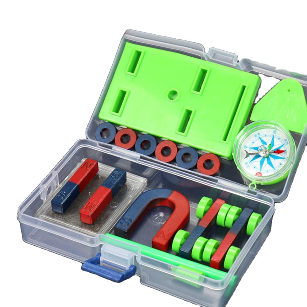 DIY Physics Magnet Set for Kids – Bar, Ring & Horseshoe Magnets with Compass for Science Experiments