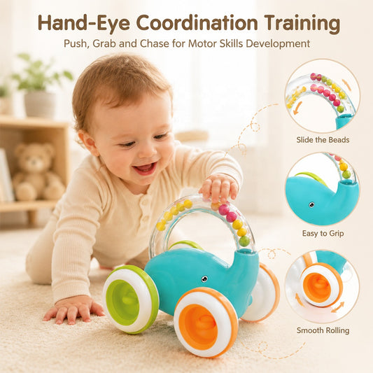 Montessori Baby Elephant Rolling Toy – Sensory & Fine Motor Skills Development Toy for Infants 3M+
