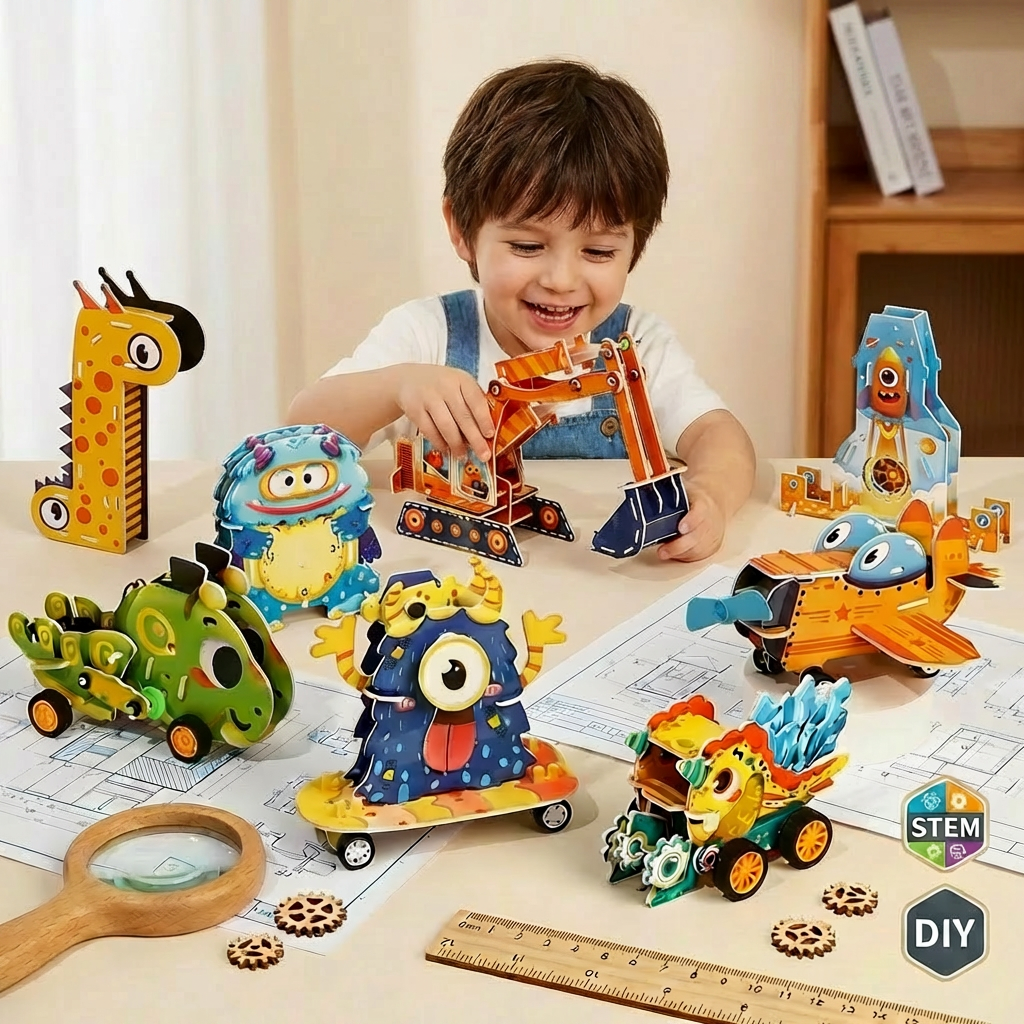DIY STEM Building Kit for Kids – STEAM Science Experiments with Hydraulic, Aerodynamic & Optical Models