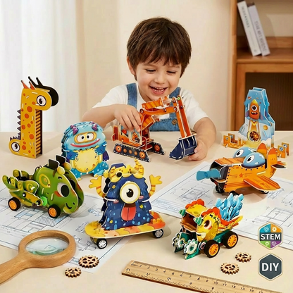 DIY STEM Building Kit for Kids – STEAM Science Experiments with Hydraulic, Aerodynamic & Optical Models
