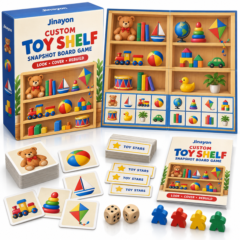 Jinayon Educational Board Game Shelf | Wooden Toy Storage Rack