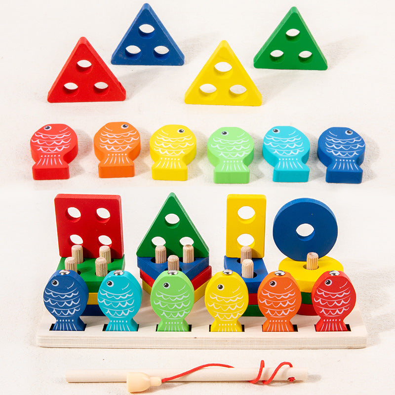 Wooden Montessori Geometric Shape Sorting Toy for Toddlers – Educational Stacking & Matching Puzzle