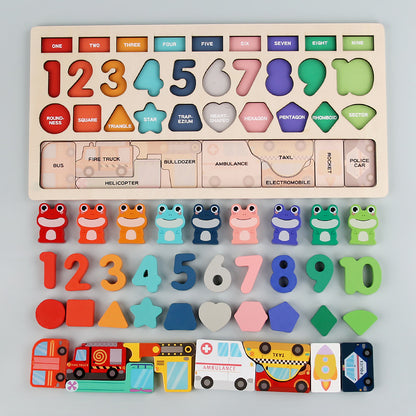 Qiaike Montessori Wooden Matching Puzzle Board for Kids – Educational Number Matching & Fine Motor Skills Learning Toy