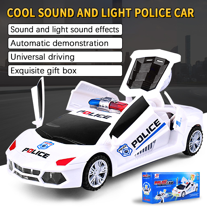 Electric Police RC Toy Car for Kids – 360° Rotation, Automatic Door Opening, Universal Wheels, LED Lights and Music, Deformation Stunt Vehicle