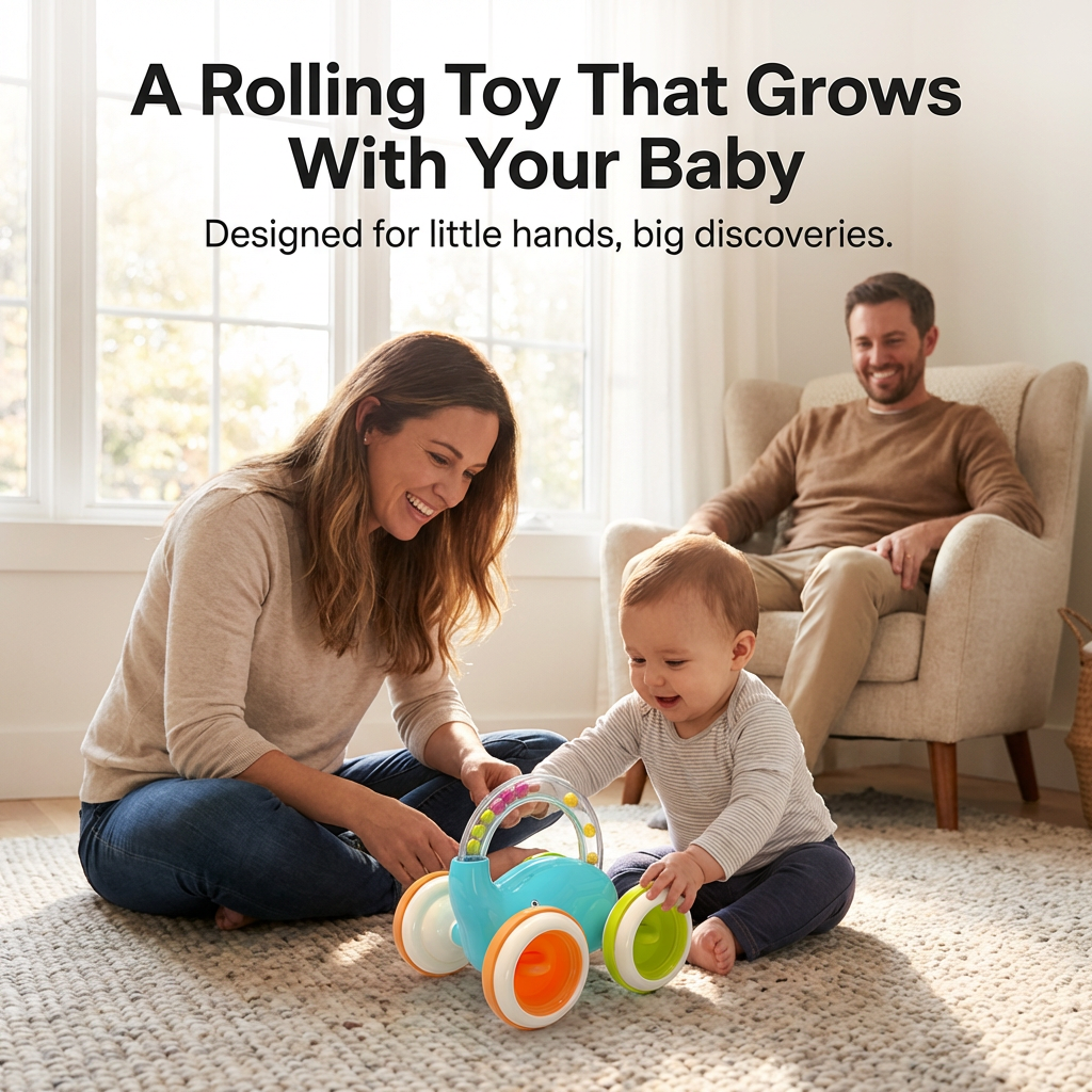 Montessori Baby Elephant Rolling Toy – Sensory & Fine Motor Skills Development Toy for Infants 3M+