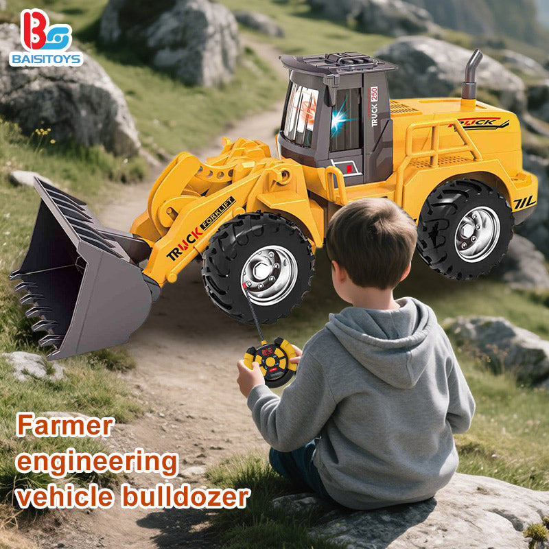 RC Construction Tractor Toy for Kids – Electric Remote Control Farm Vehicle with Lights, Rechargeable Toy Tractor for Boys and Girls
