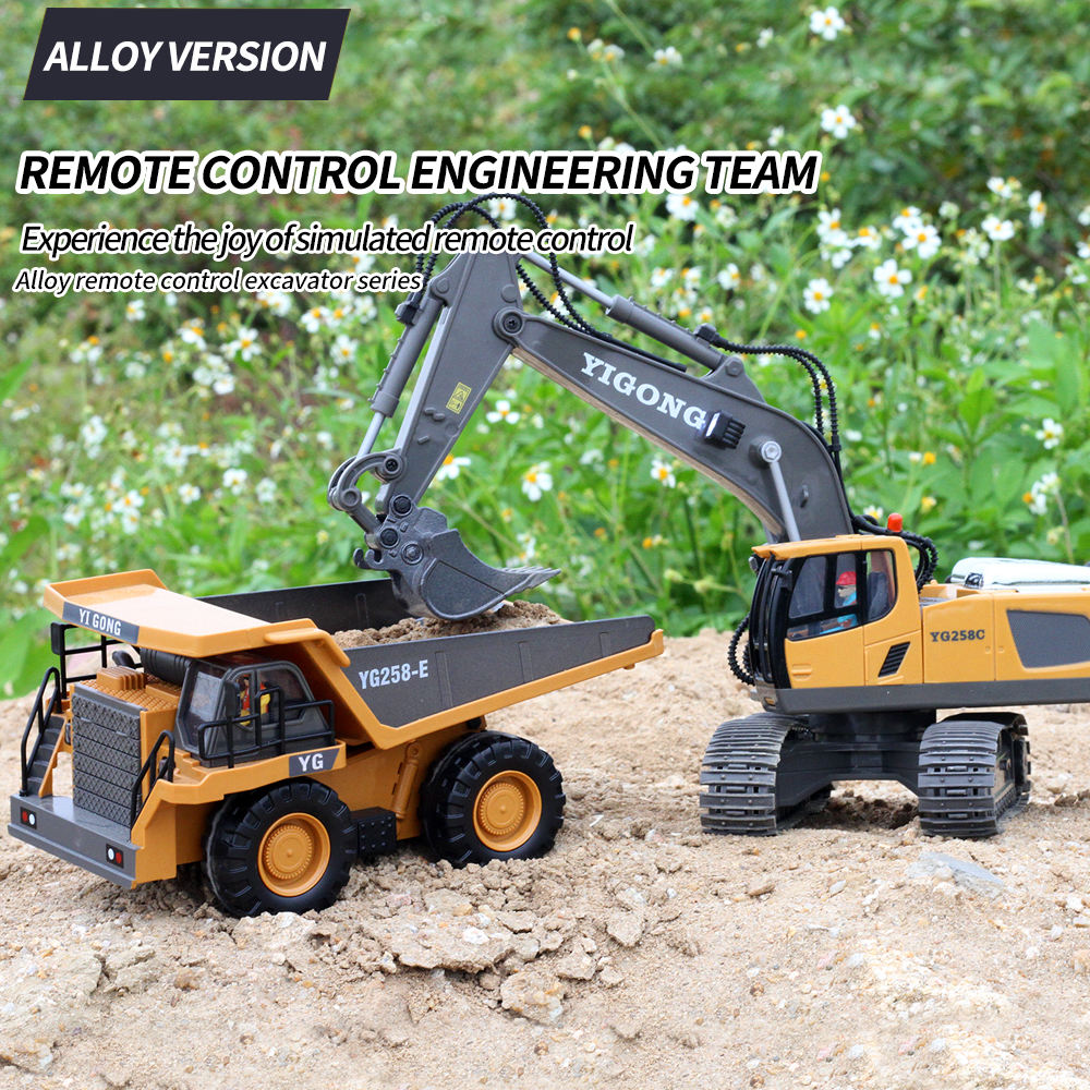 1:20 Scale RC Excavator Toy for Kids – 2.4GHz 11-Channel Remote Control Construction Truck with Lights and Music, Engineering Vehicle Educational Gift