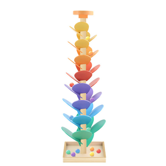 Montessori Wooden Music Tree Toy – Rainbow Ball Run Track & Musical Early Learning Toy for Kids