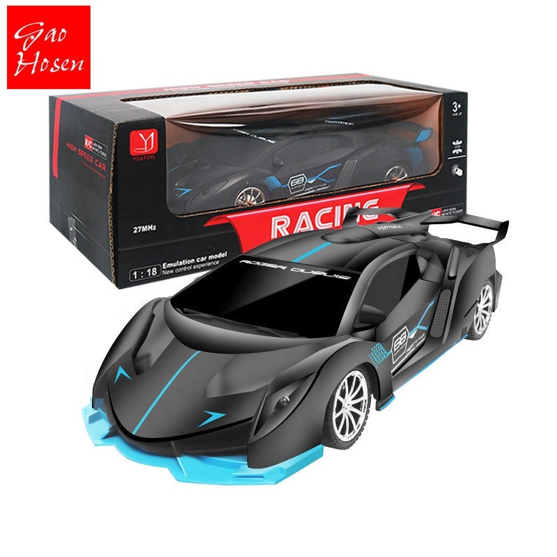 1:18 Scale RC Racing Car for Kids – 27MHz 4-Channel Remote Control Toy Car with Lights, 15m Control Range, Indoor and Outdoor Play
